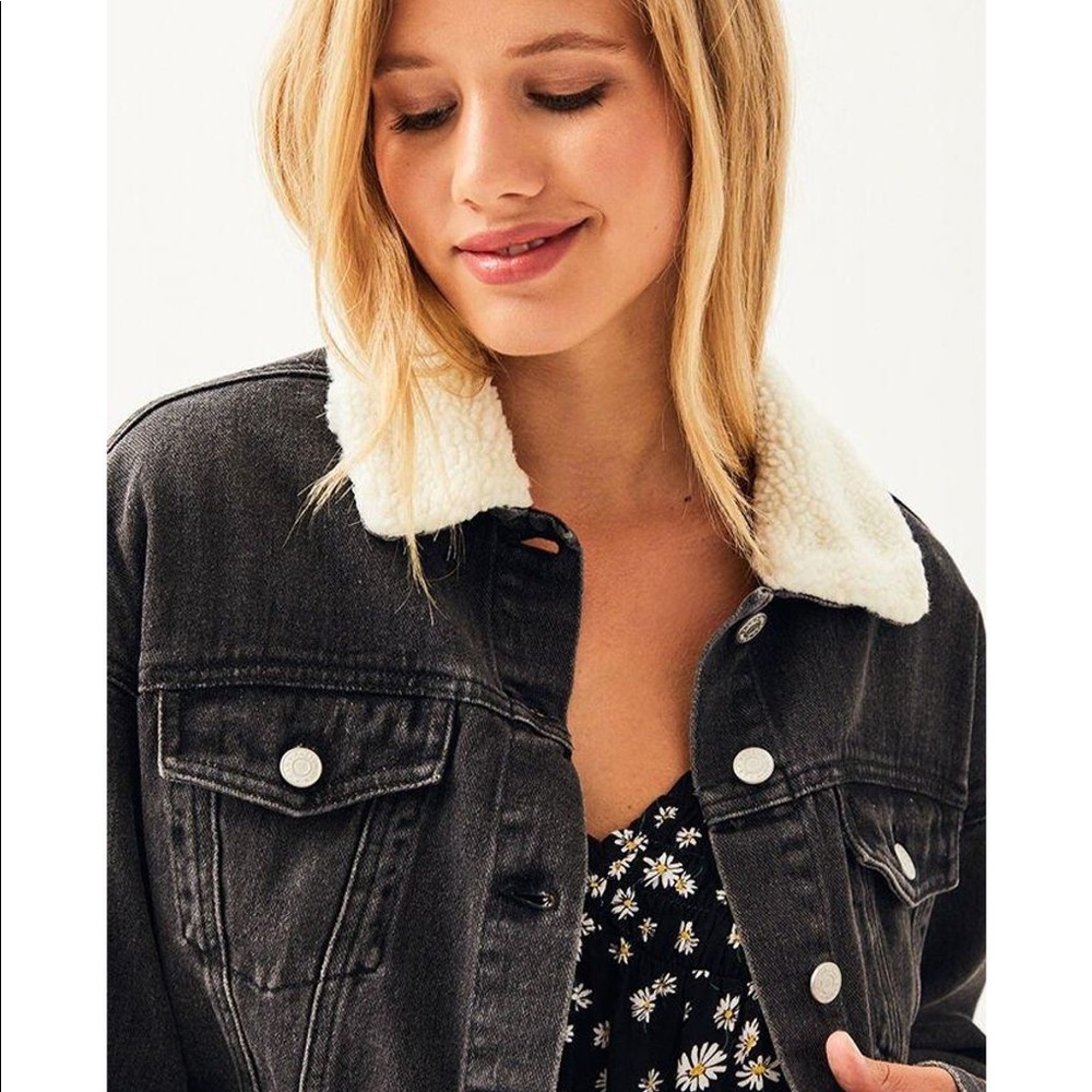 🔥Pacsun Sherpa Lined Black Denim Jacket🔥
